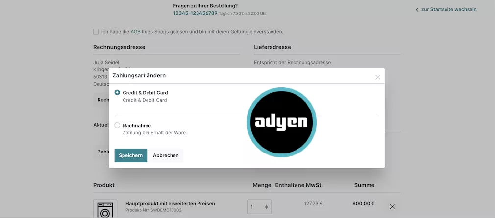 Adyen Payment Plugin für Shopware